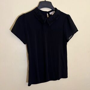 Faith and Joy Black Fitted Short Sleeve Blouse